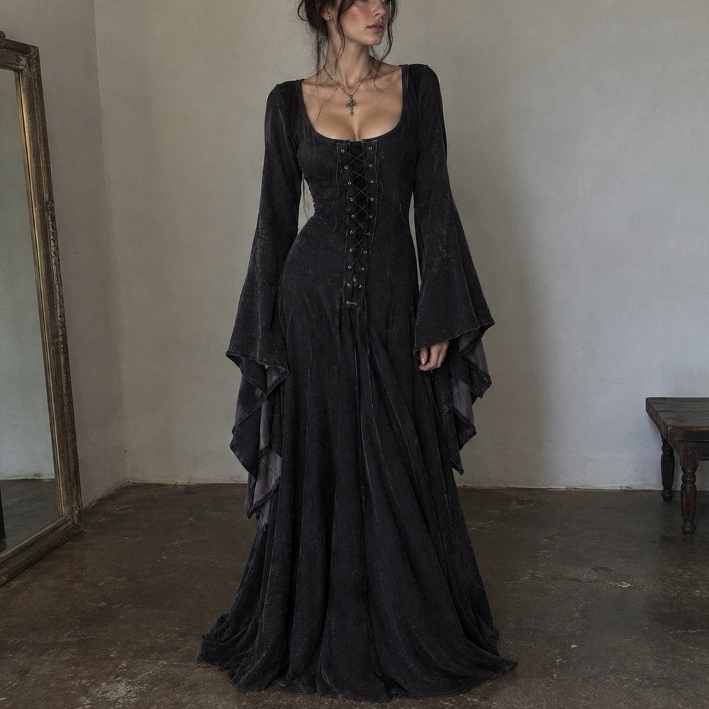 Vtg Pyramid Collection Velvet Corset Dress Goth Ren Fairy Witch Whimsigoth Sz M